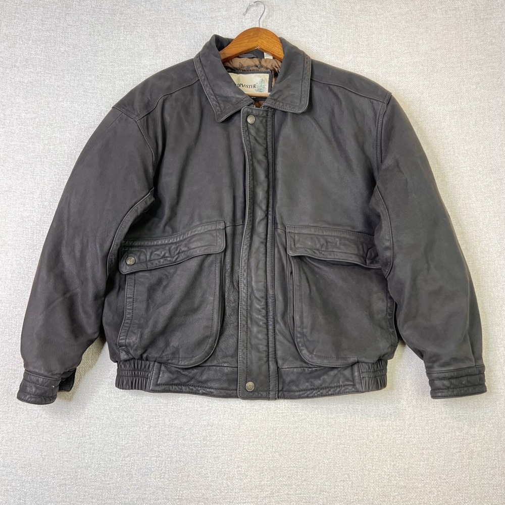 Vintage 80's Brown Sears Fieldmaster Genuine Leather Bomber Jacket size L
